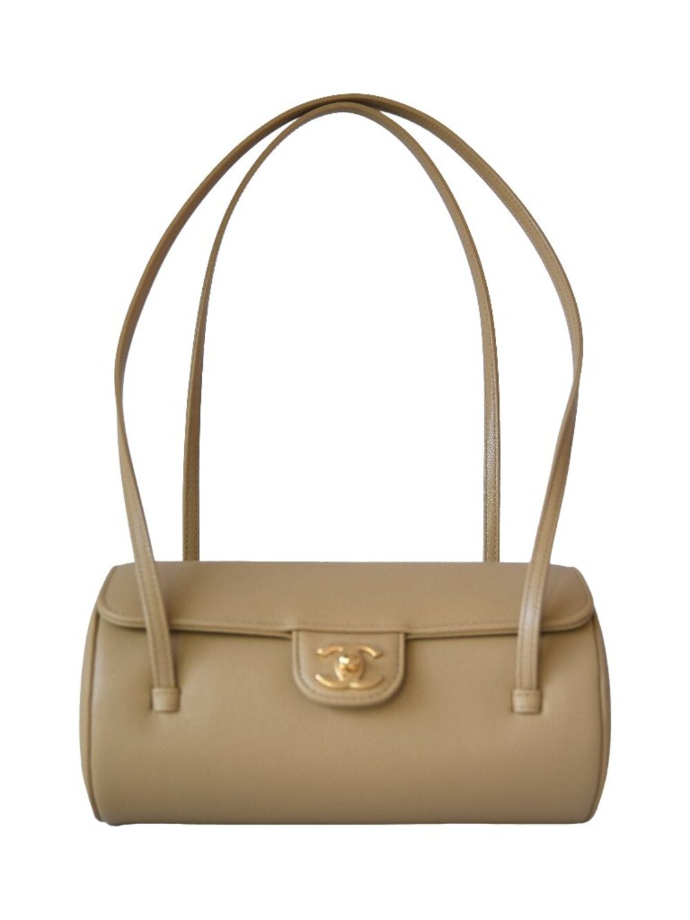 Chanel Preppy Coco Small Bowling Bag Beige